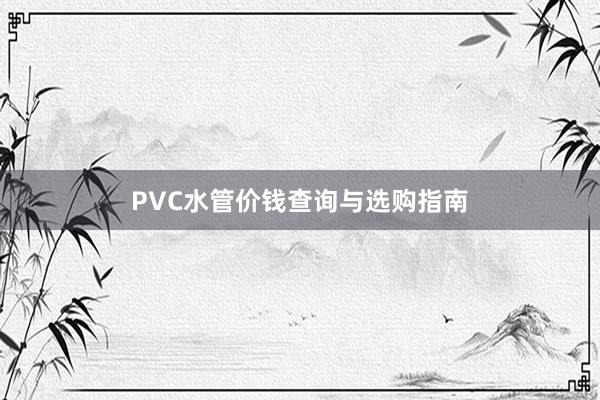 PVC水管价钱查询与选购指南